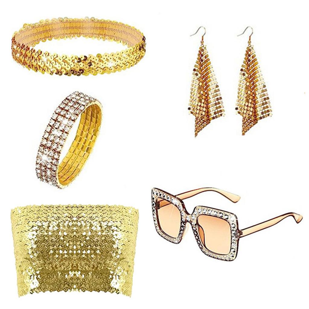1970s Theme Party Disco Costume Set Sunglasses Earrings 70s Disco Costume Set 1970s Disco Accessories