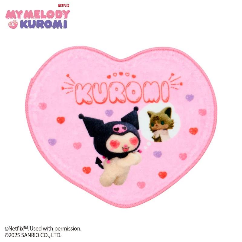 Sanrio Netflix MY MELODY & KUROMI KUROMI Heart Shaped Towel Japan NEW