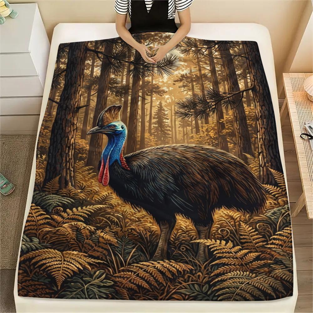 1PC Realistic illustration Print FlAannel Blanket, High quality Comfortable for All Seasons, Home Decor, Warmth and Comfort