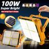 100W Solar Flood Light Outdoor Portable LED Reflector Spotlight Rechargeable Projector Floodlight Construction Lamp Emergency Outdoor Camping Light