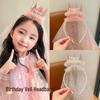 Child's Fairy Birthday Headband Crown with Veil and Hair Clip Decoration.