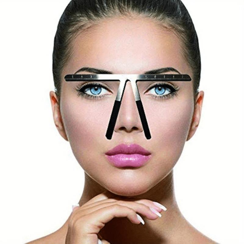 1pc Stainless Steel 3-Point Eyebrow Positioning Ruler, Golden Ratio Caliper, Microblading Grooming Stencil,Eyebrow Measuring Tool, DIY Brow Shaping