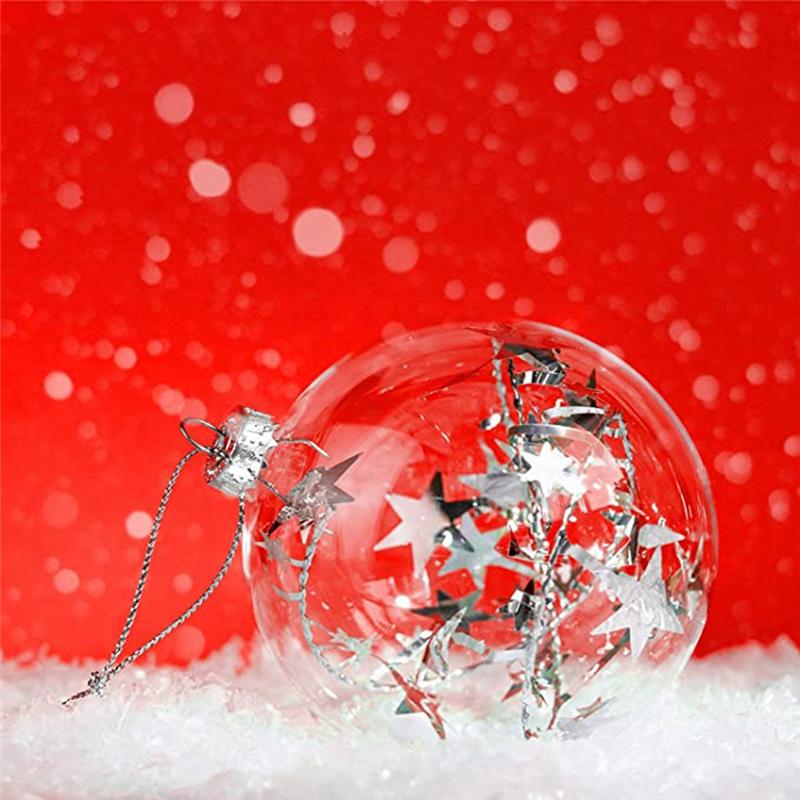 24PCS Clear Plastic Fillable Christmas Balls 8cm DIY Xmas Tree Ornament Decoration Arts Crafts