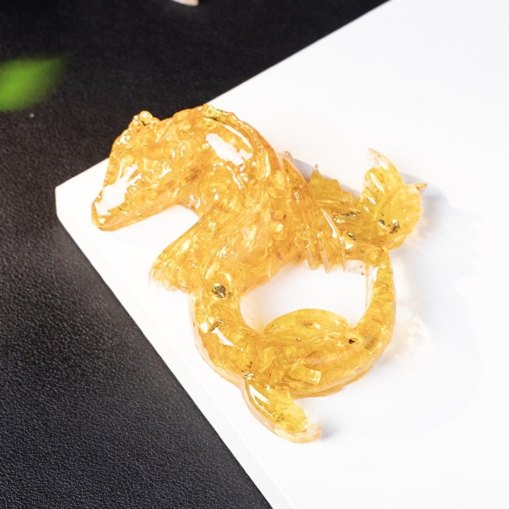 Dragon Resin Crystal Figurine Home Decor With Natural Gemstone Chips For Gift Collectors