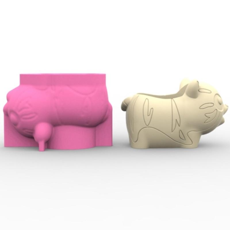 Gardening Pots Mold Succulent Plant Pots Mould Animal Shape Silicone Concrete Casting Mold for Epoxy Resin and Pen Holder