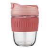 Tragbarer Glas-Kaffeebecher mit Strohhalm