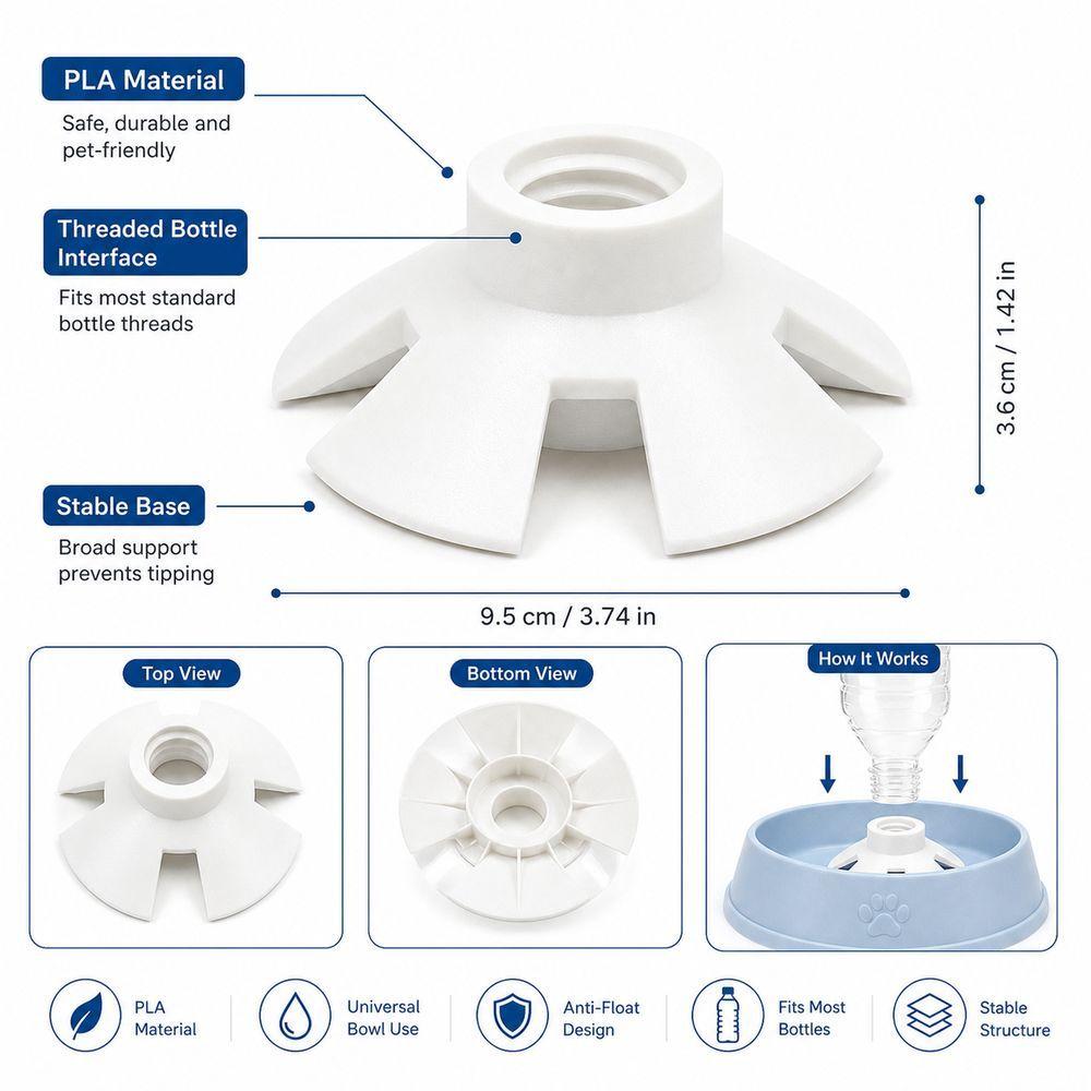 Universal Bottle Adapter 3D Printed Pet Water Bottle Adapter Automatic Water Dispenser  Home Use