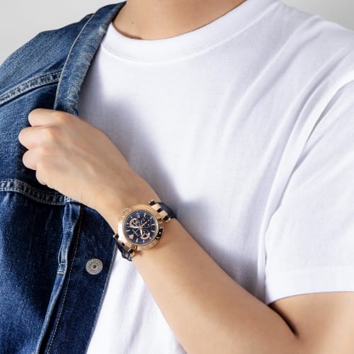 VERSACE V-RACE CHRONO Men's Watch, Navy Dial, Quartz Movement, Water Resistant, Sapphire Crystal, 42mm, VERQ00120