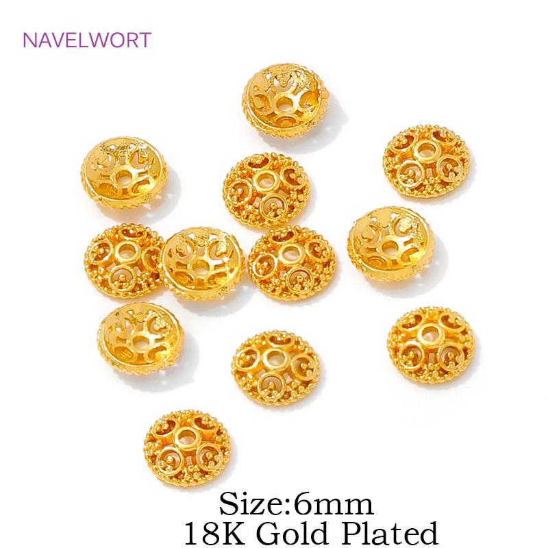 

18K Gold Plated 6mm Bead Caps Brass Spacer Bead Caps For Jewelry Making,Caps For Bracelet,DIY Jewelry Making Accessories 20 pieces
