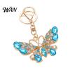 Wear-resistant Keyring Keychain Pendant Sparkling Rhinestones Butterfly Design Key Chain Colorful with Lobster Clasp Backpacks Car Bags Decorative
