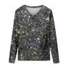 Women's Printed V-neck Long Sleeved T-shirt Pullover Top