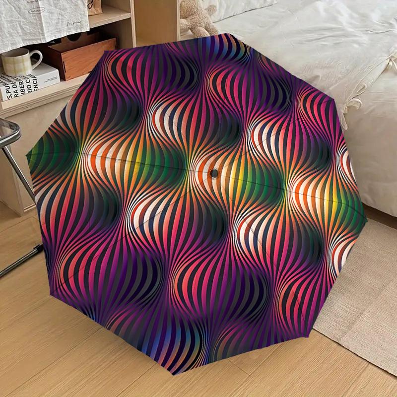 

1pc Abstract Pattern Automatic Folding Umbrella, 8 Ribs Iron Frame, Suitable for Outdoor Travel and Daily Use yy251120178