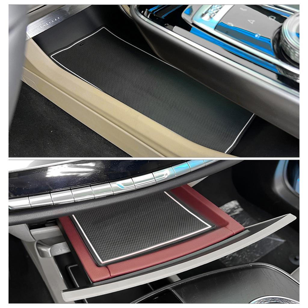 For Cadillac Lyriq Anti-Slip Gate Slot Mat Door Groove Pad Cup Holder Interior Accessories RED WHITE
