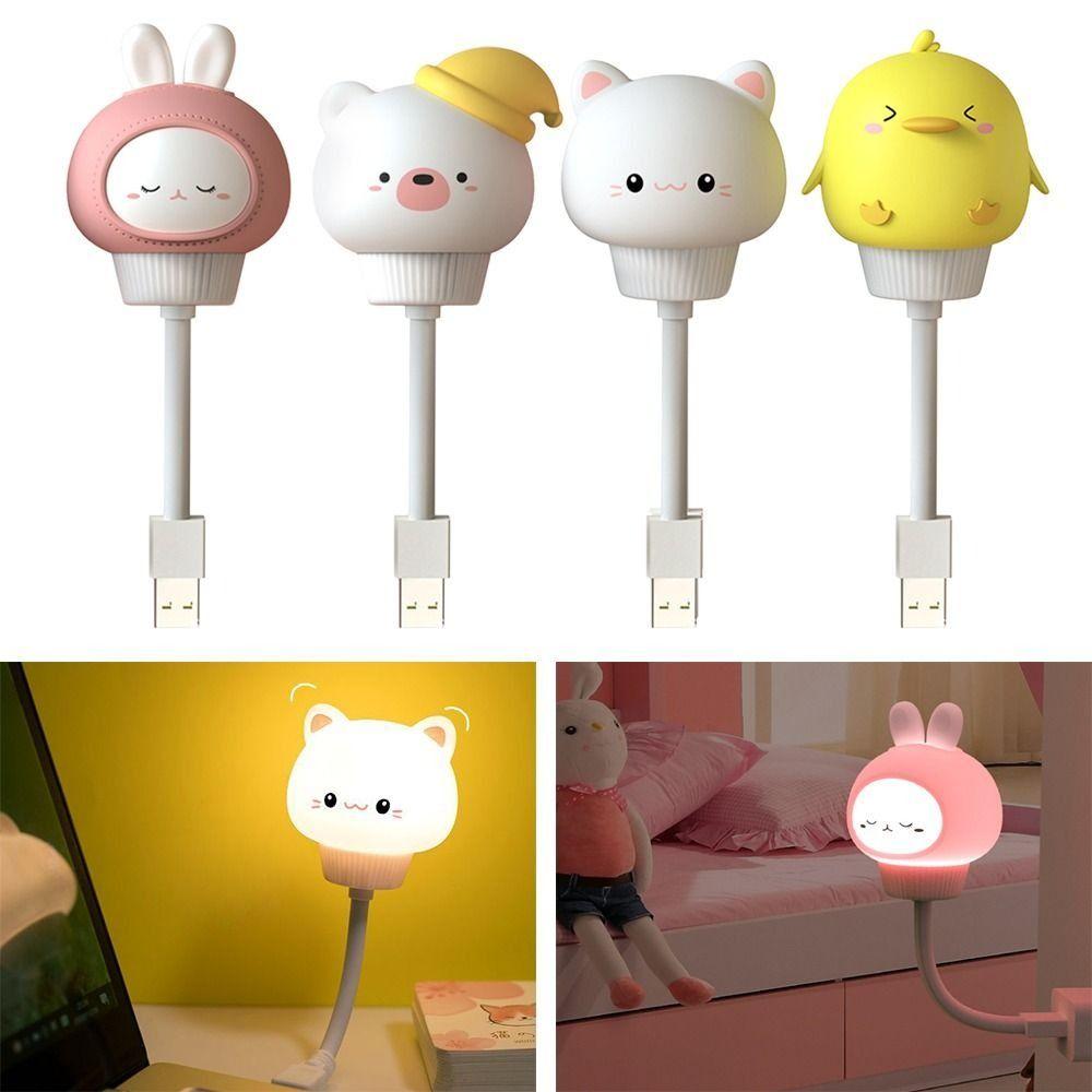 Dimmable USB Night Light Cute Bedside Lamp Cartoon Theme Feeding Light  Bedside Table
