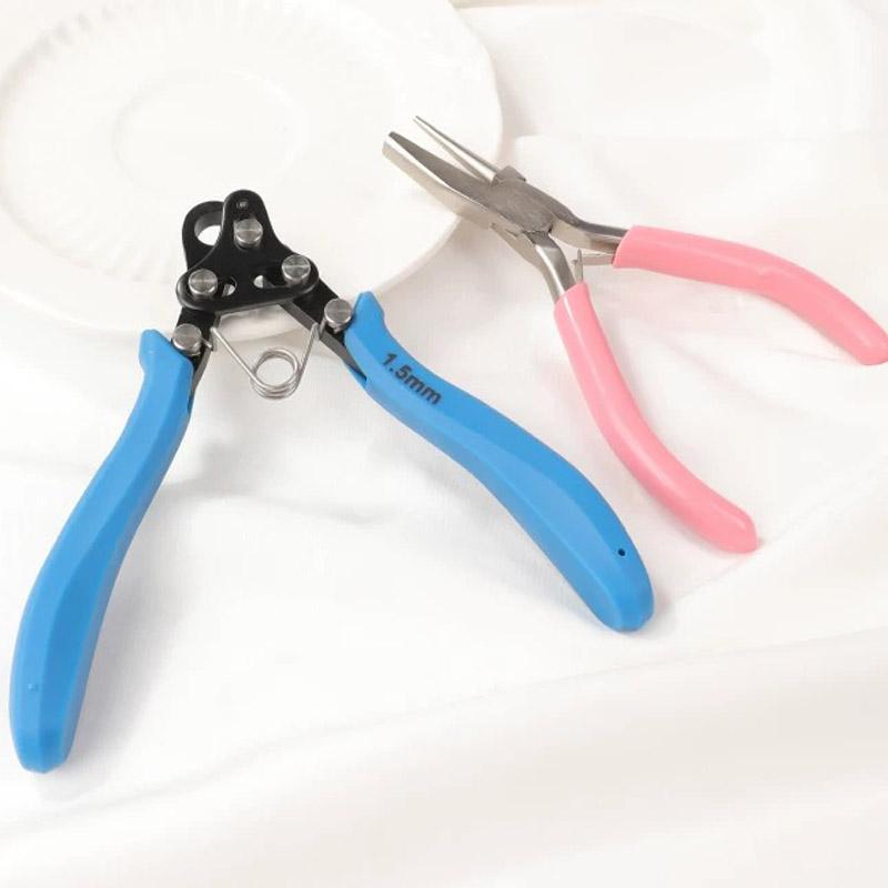 Set di pinze per laminazione filo da 1,5/2,25/3 mm per avvolgimento, piegatura, riparazione filo, strumento per la creazione di gioielli Pinze a becchi tondi per avvolgimento anelli filo