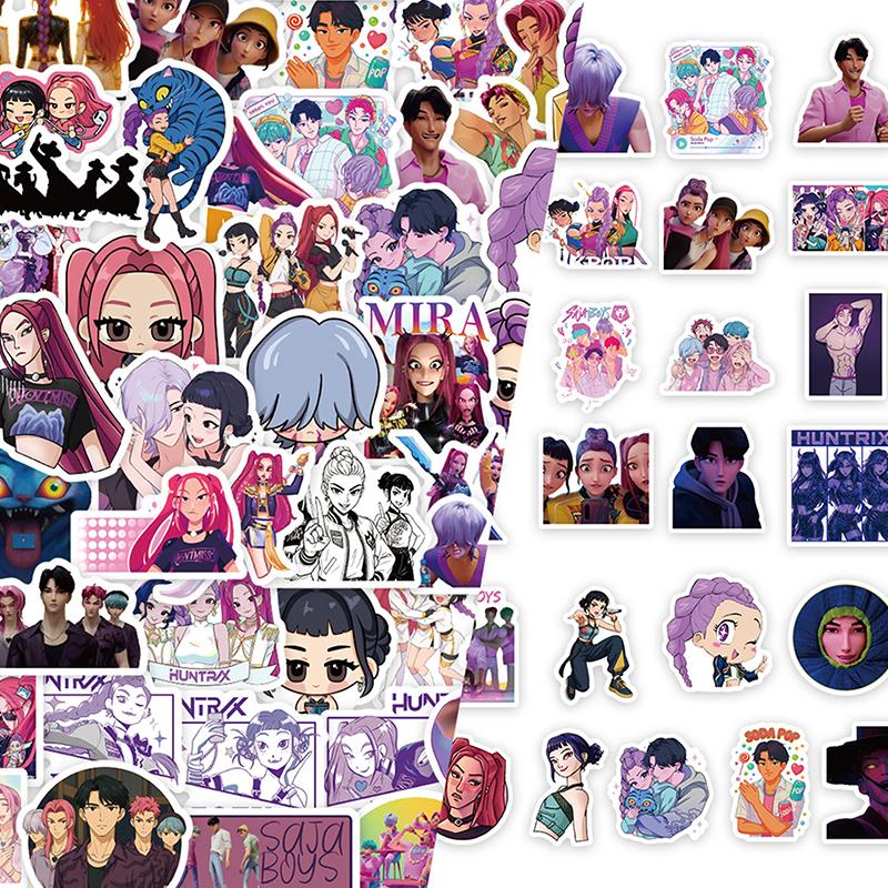 74Pcs Anime Kpop Demon Hunters Stickers Diy Scrapbooking Phone Luggage Skateboard Waterproof Decal Decor