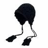 Casual Hollowed-out Flower Bonnet Hat Hand Woven Long Tassel Knitted Ear Protection Hat Windproof Pullover Hat