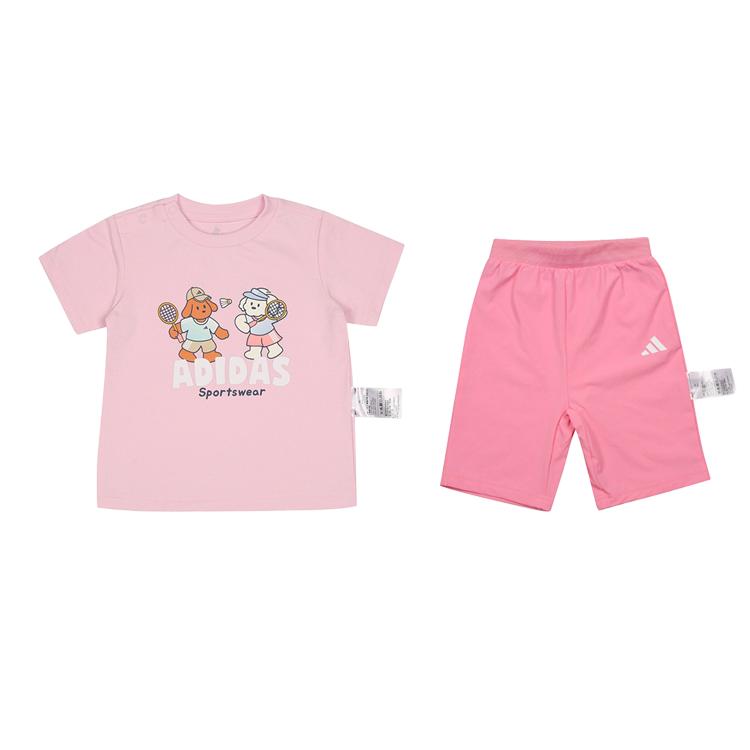 Adidas Casual Sports Suit Round Neck Pullover Cartoon Short Sleeve Men suits KG5920 86