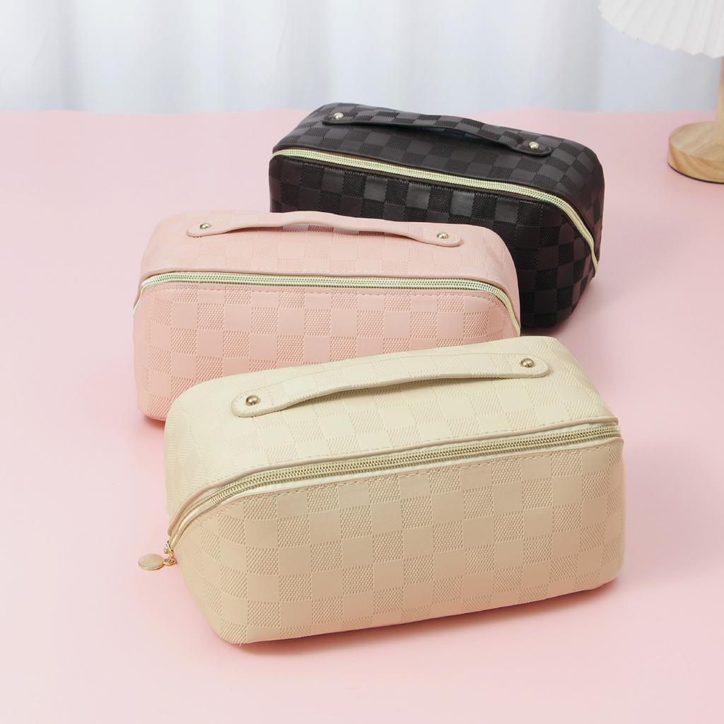 Large Simple Capacity Solid Color Makeup Pouch Portable Travel Wash Storage Bag