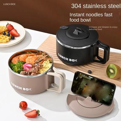 304 Nerezová ocel Mísa na instantní nudle Ramen s víkem Mísa na ovocný salát Rýže Polévka Kuchyňské nádobí Velkoobjemový obědový box
