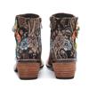 Johnature Genuine Leather Retro Shoes Women Short Boots Round Toe Patchwork Handmade Ankle Boots