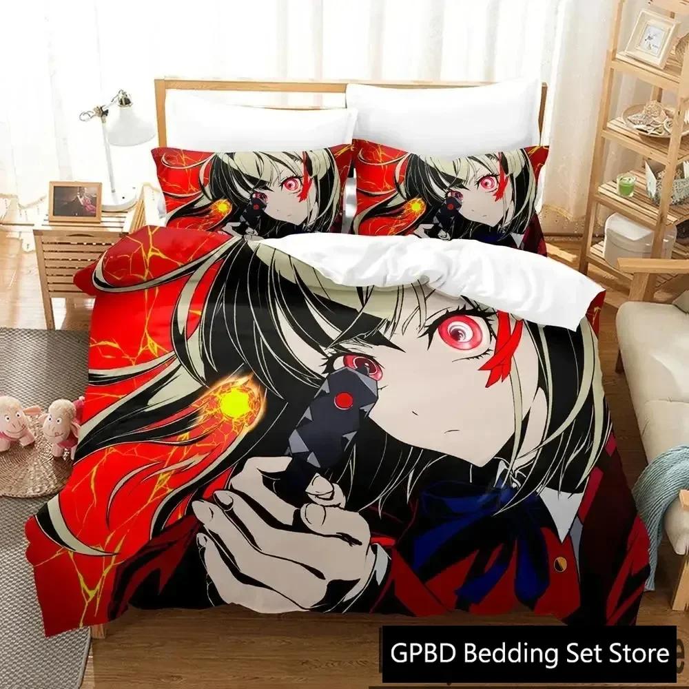 3D Print Anime Lycoris Recoil Comfortable Duvet Quilt Cover Pillowcase Bedding Set Children Bedroom Decoration Home Textile