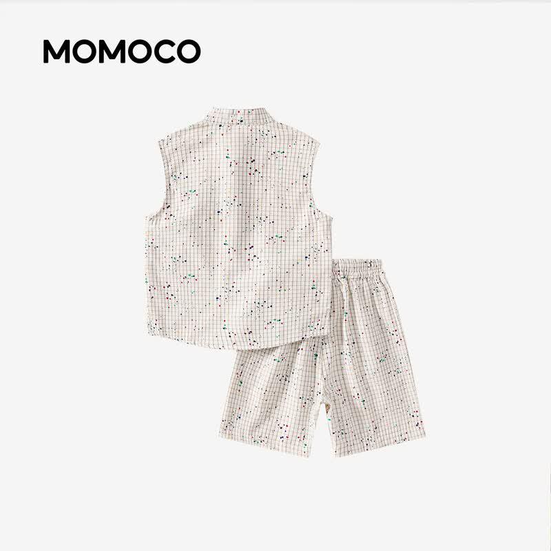 MOMOCO Boys' Plaid Vest Two-Piece Set