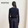EICHITOO Women's Wool Blend Navy Ruffle V-Neck Sweater