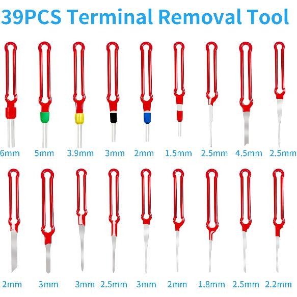 Terminal Removal Tool Kit 39 Pcs, Upgraded Broken Key Extractor Kit, Wire Connector Electrical Pin Removal, Terminal Release Depinning Tools For