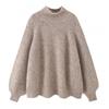 Womens Oversized High Neck Knit Sweater Long Sleeve Loose Fit Winter Casual Comfortable Top