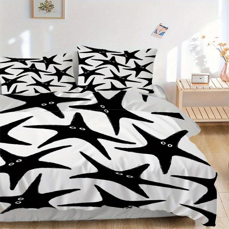 

3pcs Starfish Pattern Bedding Set, Breathable and Soft, Suitable for Bedroom Decor (1*Duvet Cover + 1/2*Pillowcases, No Core) yy250821140 135x200cm