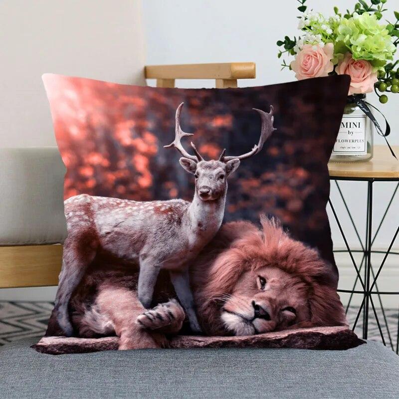 New Arrival Lion Animal Pillowcase Home Decoration  Invisible Zipper