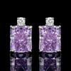 Womens Fashion Jewelry Set With Cubic Zirconia Ice Flower Cut Earrings Necklace Ring Purple Violet Tone Copper Alloy