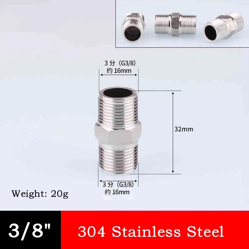 10pc 304 Stainless Steel Hexagonal Outer Wire Double Headed Straight Through Coupling Threaded Pipe Male Thread Hex Nipple Union