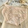 Women Mid Waist Ice Silk Lace Solid Color Antibacterial Crotch Comfortable Ladies Panties