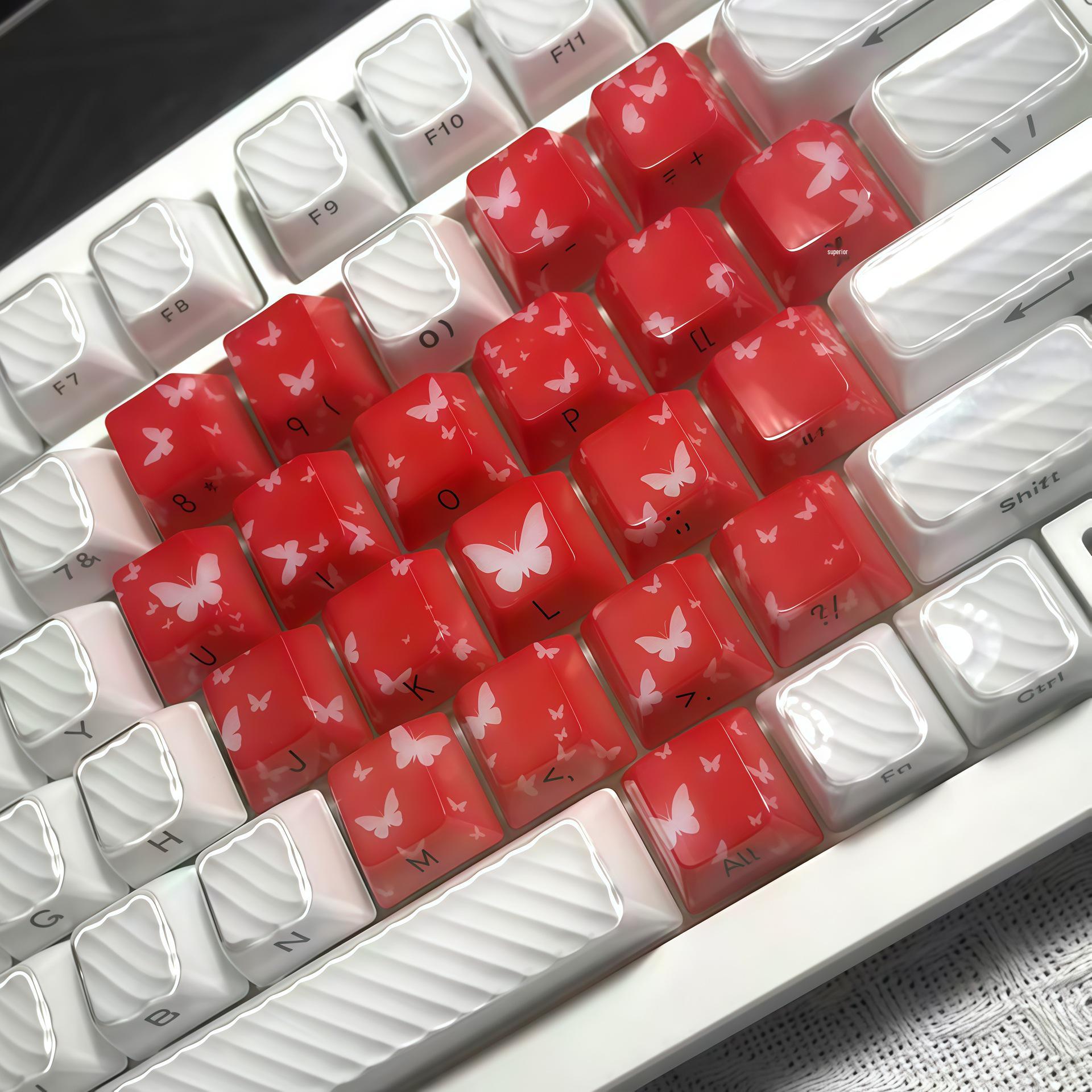 

Purple Ceramic Heart Engraved Keycap Set - 21 Keys, Dye-Sublimation, PBT Material, Customizable