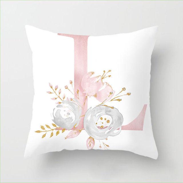 Flower Letter Pillow Soft and Breathable Sofa Car Lumbar Support Office Waist Protection Pillowcase