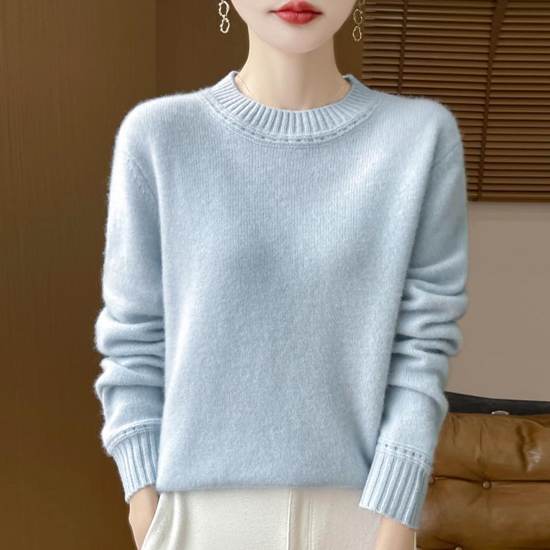 Women Sweater 100% Wool TIDENOVEL O-neck Knit Pullover Thick Winter Jumpers Female Knit Tops