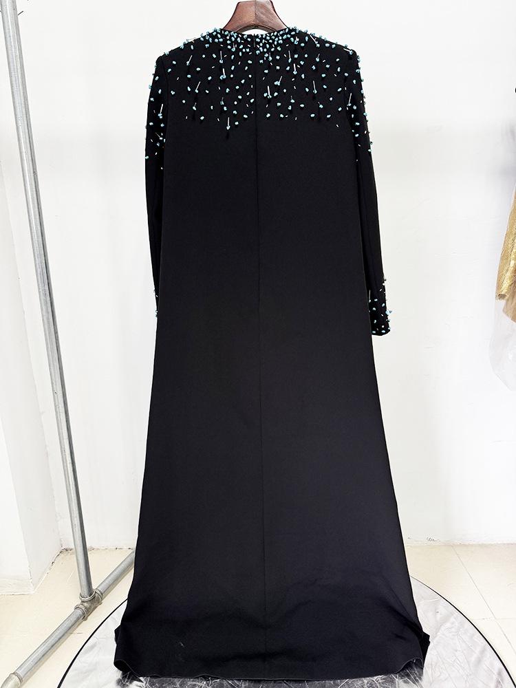 2026 Europäisches & Amerikanisches Designer-Abendkleid mit schweren Perlenverzierungen und langen Ärmeln