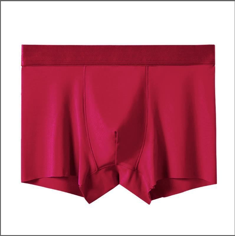 

Мужское нижнее белье, новые летние тонкие бесшовные брюки из ледяного шелка, удобные дышащие, с плоскими углами, свободные 3XL красный