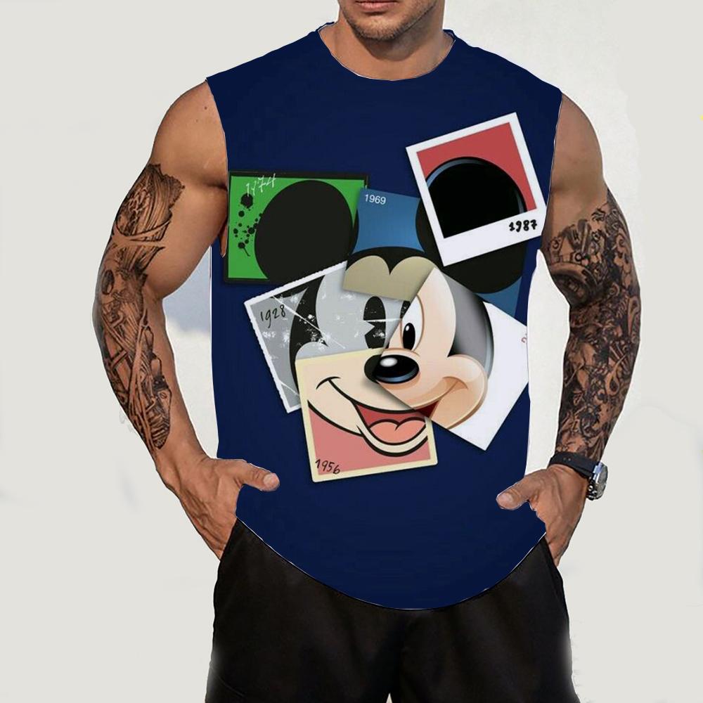 

Disney Mickey Mouse Men s Tank Top O-Neck Tank Top Casual Summer Sleeveless Large T-shirt Top Street Clothing XL