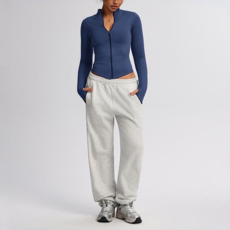 Womens Long Sleeve Zip-Up Knit Jacket Yoga Pilates Running Fitness Winter