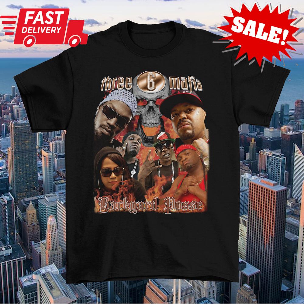 Three 6 Mafia В Концерте Музыкальная Футболка Черная Унисекс S-5XL 1G0339 Унисекс Футболка XXXL