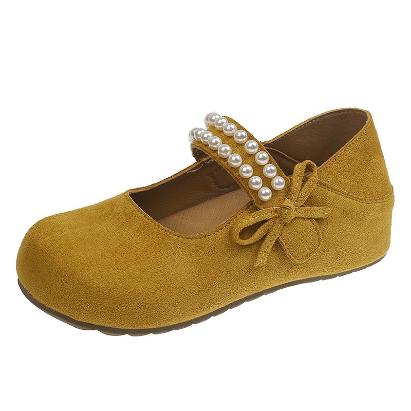 Fashion 2025 NEW Pearl Knot Casual Single Shoes for Girls Retro Leather Shoes Spring Autumn New Arrival  Version Versatile