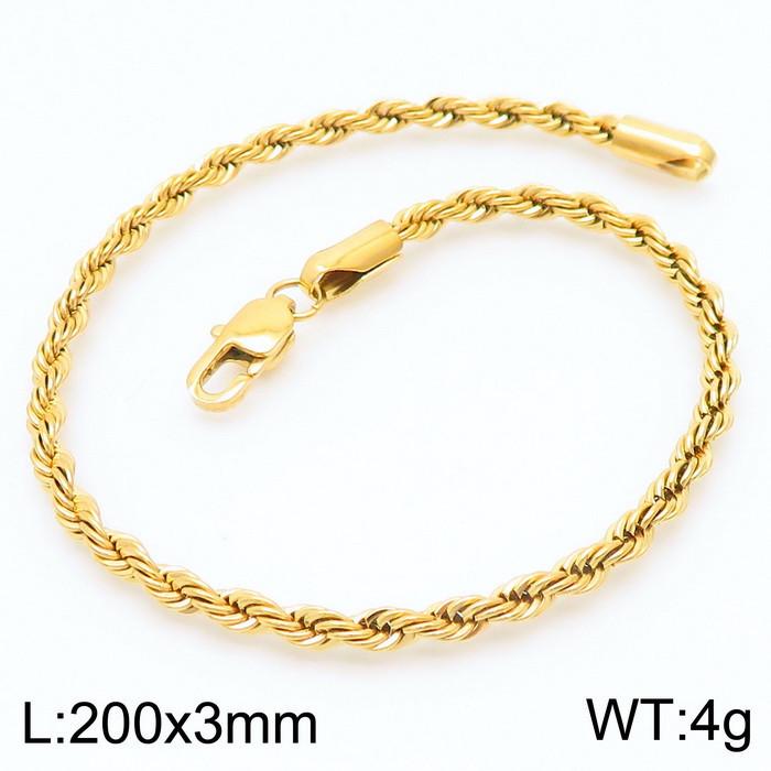 Herren 18k Vergoldetes Gedrehtes Seil Armband, 6mm Edelstahl, Schmuck im Hip-Hop-Stil.