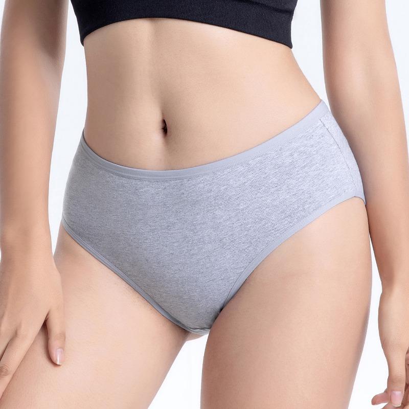 Women S High Waist Pure Cotton Solid Color Plus Size Underwear For Ladies