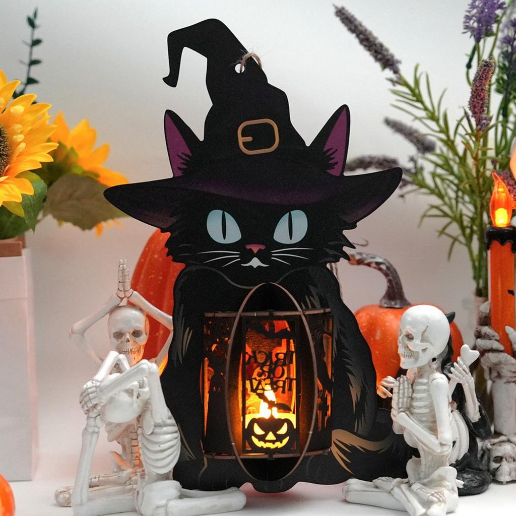 Creative Halloween Wooden Hollowed-out With Lights, Pendants, Display Stands, And Small Night Lights.