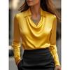 Elegant Minimalist Solid Color Cowl Collar Blouse for Women, Casual Commute Style for European & American