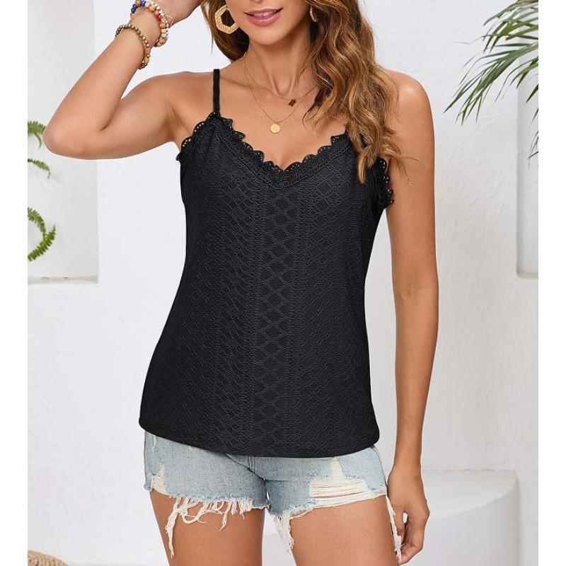 Damen Mode Lässig Sommer Frühling Einfarbige Druck Ärmellose V-Ausschnitt Blusen Hemden