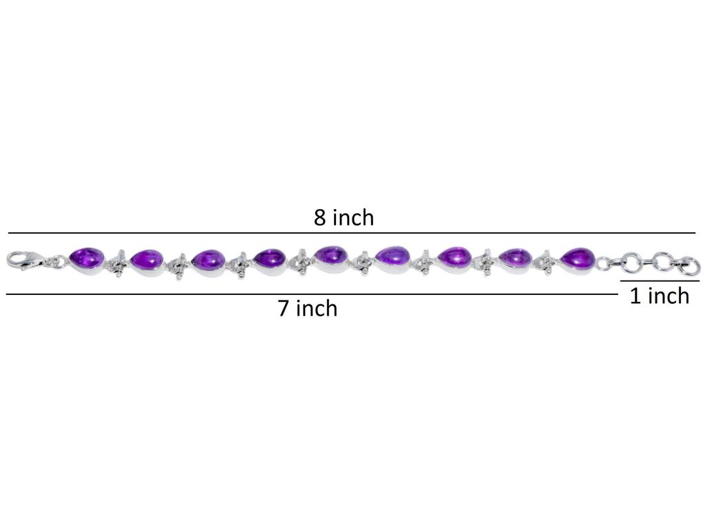 Rare Cabochon Amethyst Tennis Bracelet: 925 Sterling Silver